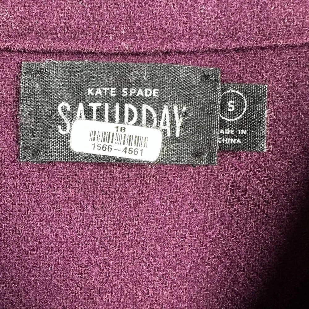 Kate Spade Saturday‎ Wool Blend Button Front Shirt Women's Size S Burgundy